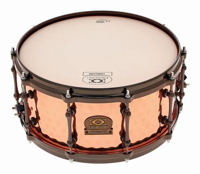 DrumCraft 14"x6,5" Vanguard Snare Copper, vue de près, de face
