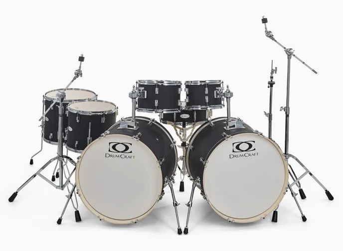 DrumCraft Series 3 Double Bass Set Black, vue de face