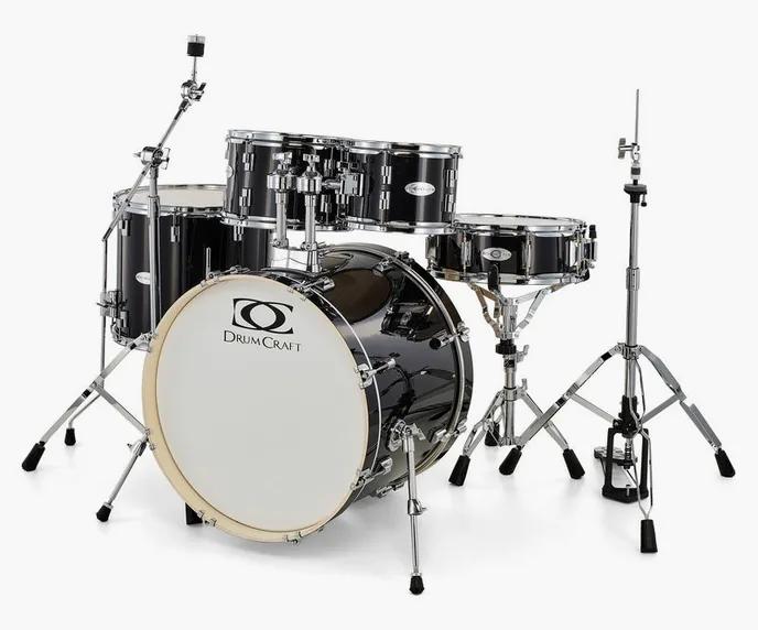 DrumCraft Series 3 Standard Set Black, vue de face