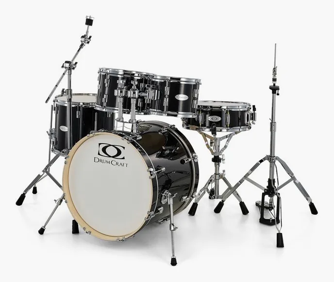 DrumCraft Series 3 Studio Set Black, sur fond neutre