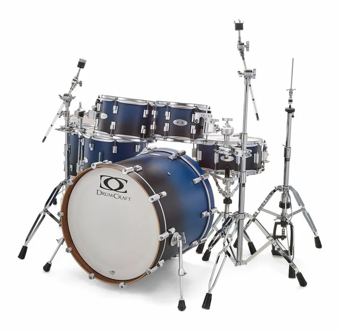 DrumCraft Series 6 2up 2down Blue Fade, sur fond neutre