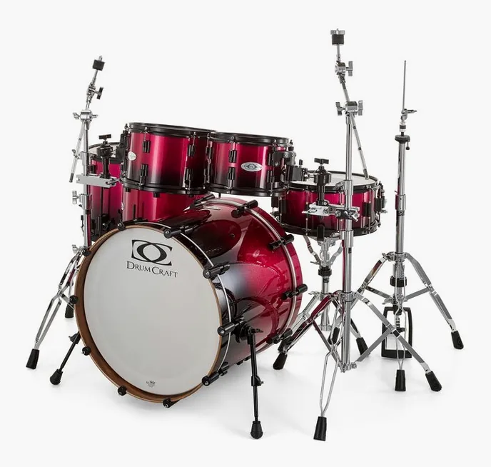 DrumCraft Series 6 2up 2down Purple Spkl, de face sur fond neutre