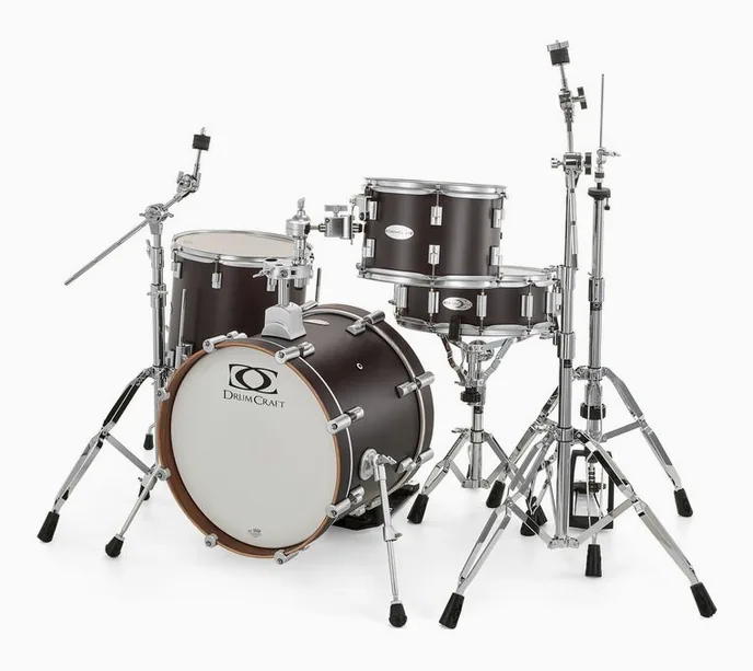 DrumCraft Series 6 Jazz Satin Black, de face sur fond neutre