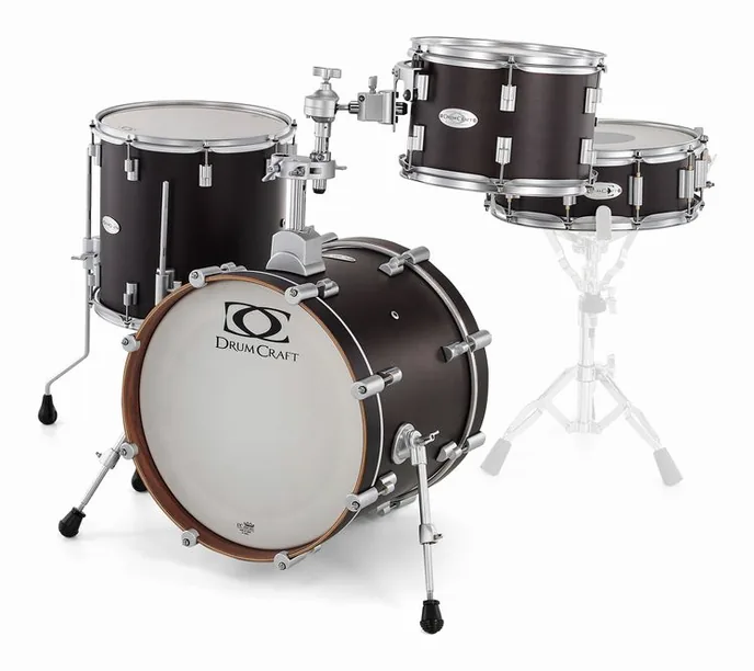 DrumCraft Series 6 Jazz Set Satin Black, de face sur fond neutre