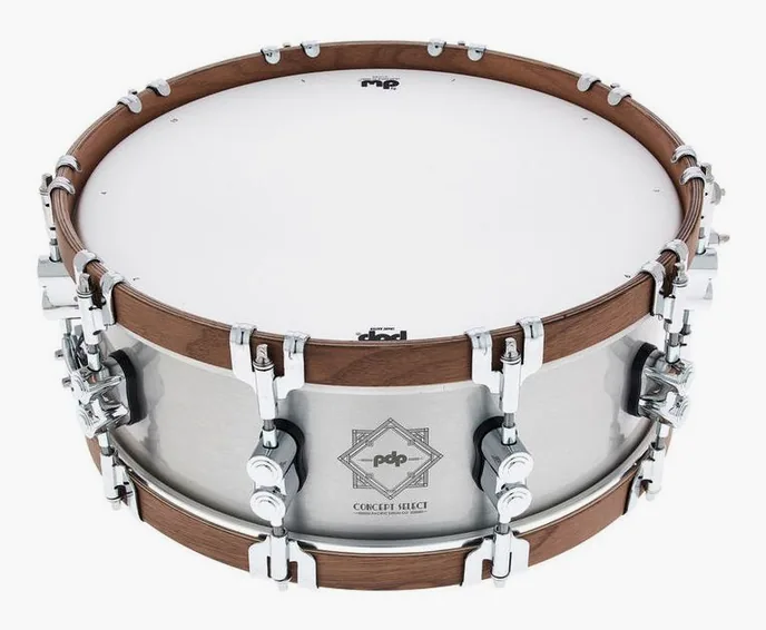 DW PDP 14"x5" Concept Alu Snare, vue de près, de face