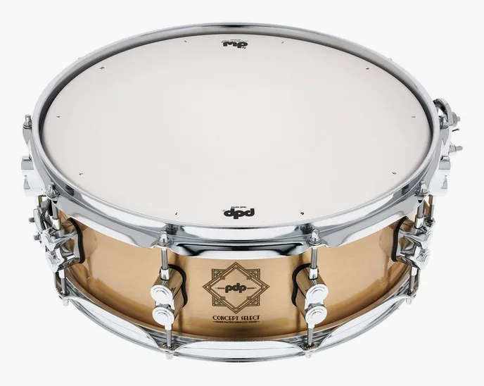 DW PDP 14"x5" Concept Bronze, de face sur fond neutre