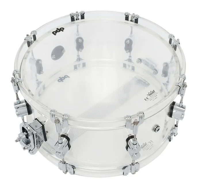 DW PDP 14"x6.5" SN Clear Acrylic, sur fond neutre, photo 4