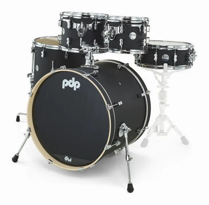DW PDP CM5 Standard Satin Black, vue de près, de face
