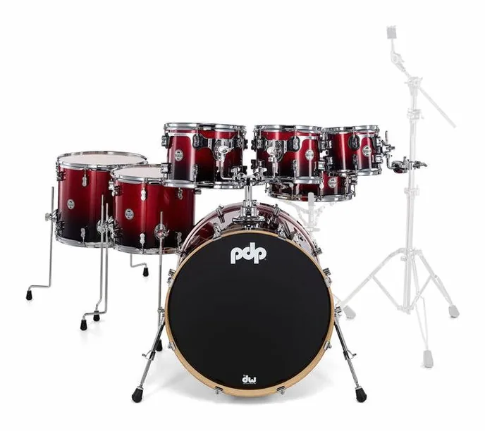 DW PDP CM7 Red to Black, sur fond neutre, photo 2