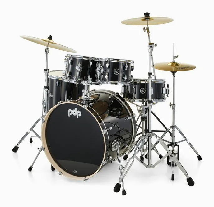 DW PDP MainStage Black Sparkle, vue de près, de face