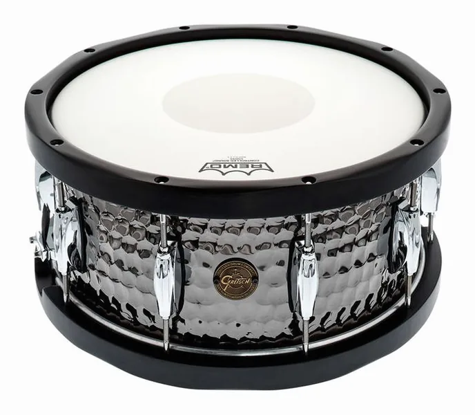 Gretsch Drums 14"x6,5" Black Hammered Sn. WH, sur fond neutre