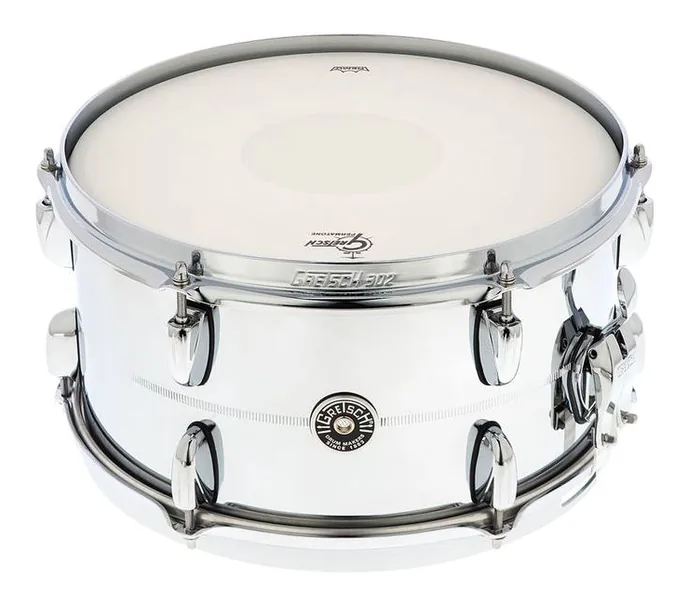 Gretsch Drums 13"x07" Brooklyn Chrome/Steel, de face sur fond neutre