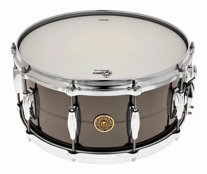 Gretsch Drums 14"x6,5" Solid Steel Snare, de face sur fond neutre