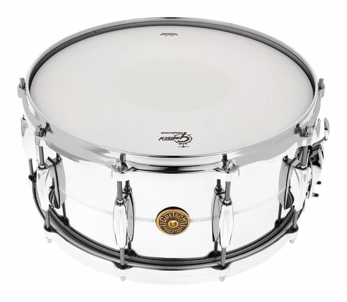 Gretsch Drums 14"x6,5" Snare Chrome o. Brass, vue de près, de face