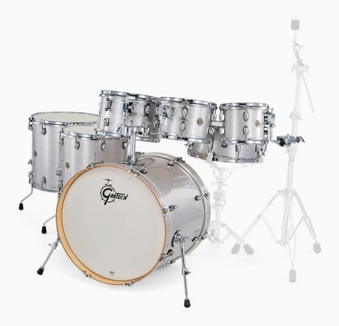 Gretsch Drums Catalina Maple 7-piece Silver, vue de face