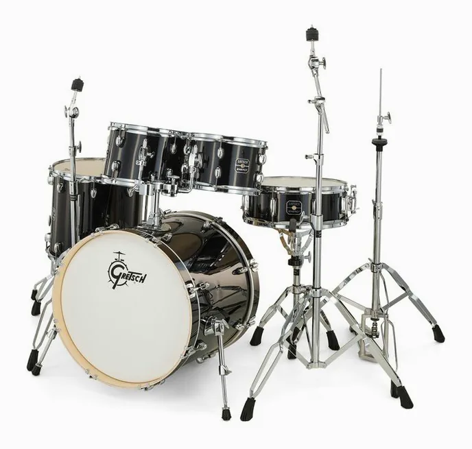 Gretsch Drums Energy Black 5-piece HWP, sur fond neutre