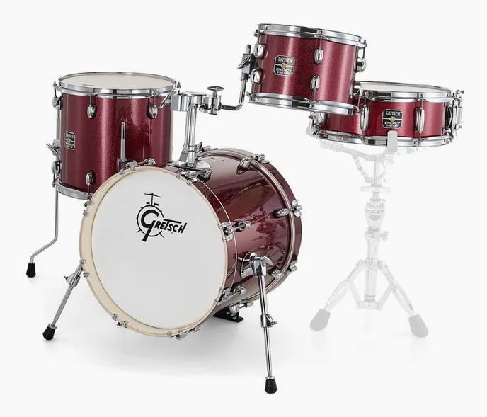 Gretsch Drums Energy Street Set Ruby Sparkle, de face sur fond neutre