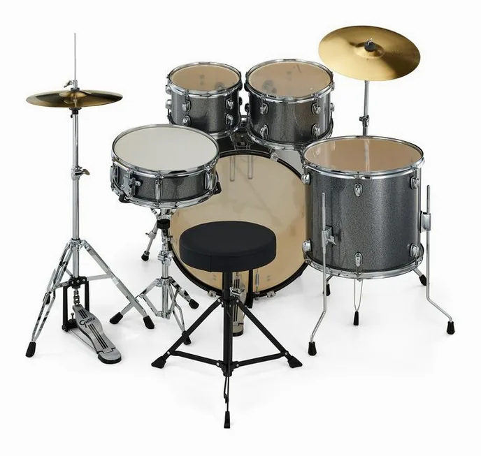 Gretsch Drums Renegade 22" Grey Sparkle, vue de face, photo 4