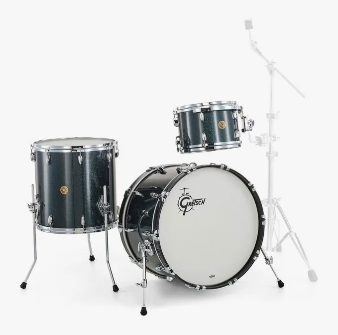 Gretsch Drums US Custom 22 Black Sparkle, vue de profil, photo 3