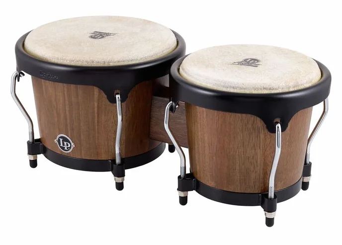 LP LPA601-SW Aspire Walnut Bongos, de face sur fond neutre