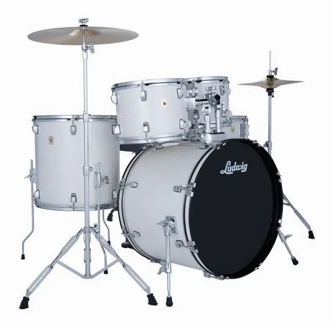 Ludwig Accent Drive 5pc Snow Dust, sur fond neutre