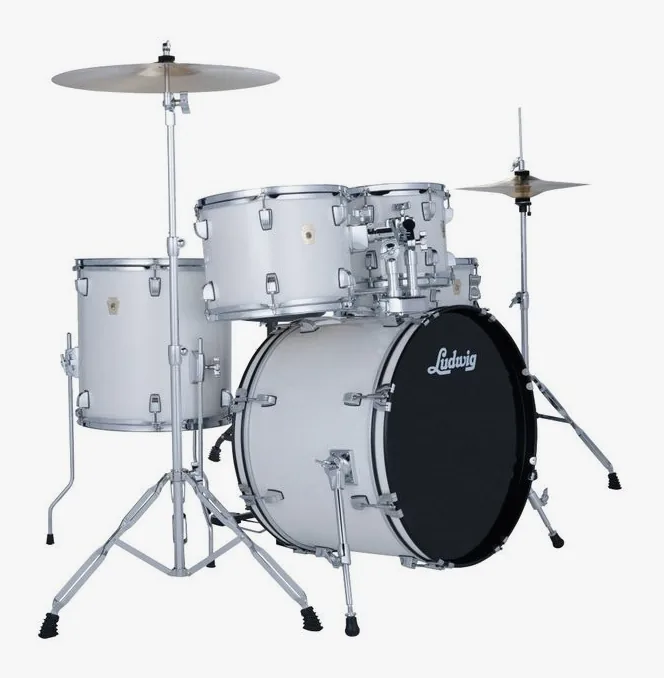 Ludwig Accent Fuse 5pc Snow Dust, de face sur fond neutre
