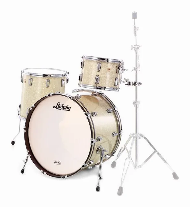 Ludwig Classic Maple Rock Vintage Wh., sur fond neutre