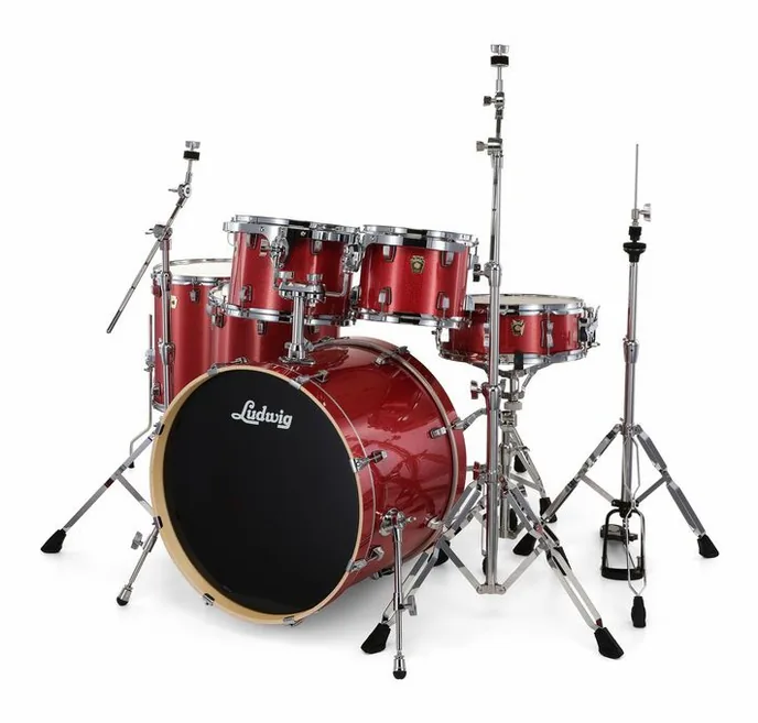 Ludwig Evolution 22" 6pc Crimson Spkl, sur fond neutre