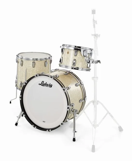 Ludwig Legacy Mahogany Fab V.White, sur fond neutre