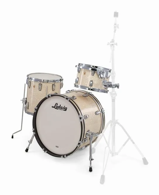 Ludwig Legacy Maple Downbeat V.White, de face sur fond neutre