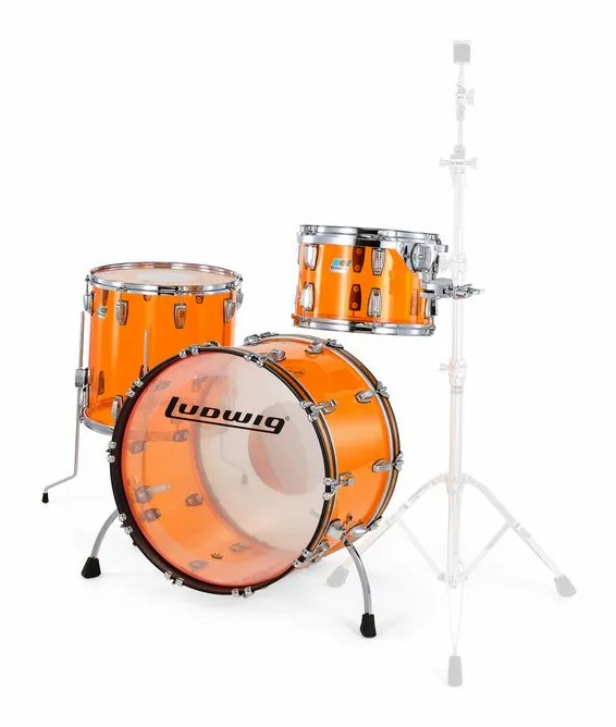 Ludwig Vistalite FAB Set Amber, de face sur fond neutre