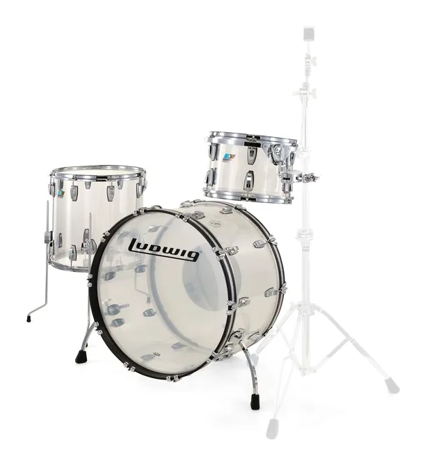 Ludwig Vistalite ProBeat Set Clear, vue de près, de face