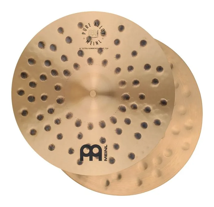 Meinl 14" Pure Alloy E.Hammered Hats, de face sur fond neutre