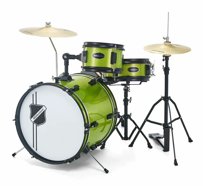 Millenium Youngster Drum Set Green, de face sur fond neutre