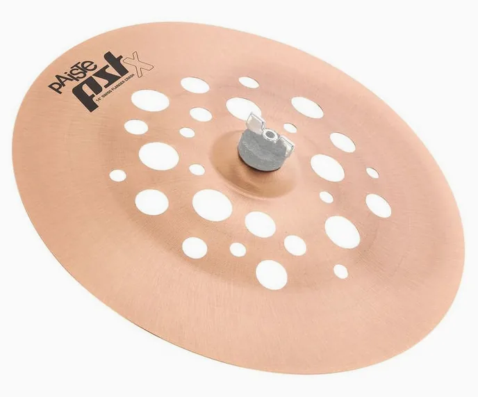 Paiste 14" PSTX Swiss Flanger Crash, de face sur fond neutre