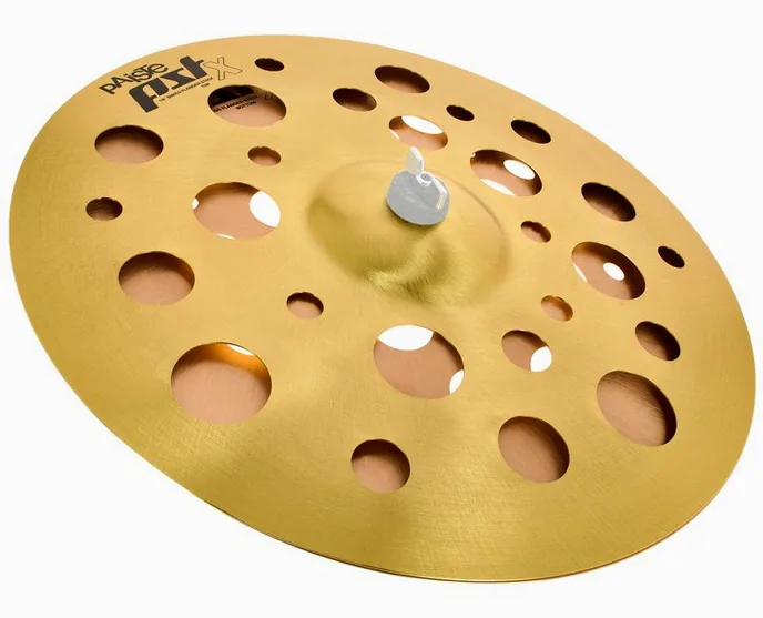 Paiste 18" PSTX Swiss Flanger Stack, de face sur fond neutre