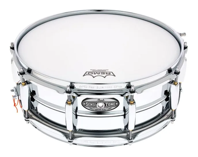 Pearl 14"x05" Sensitone Steel, de face sur fond neutre