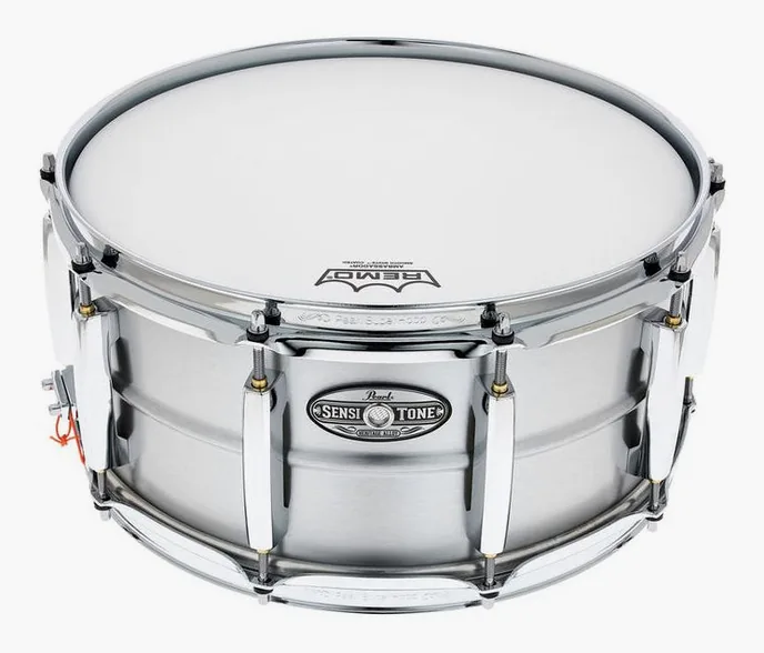 Pearl 14"x6,5" Sensitone Aluminium, de face sur fond neutre