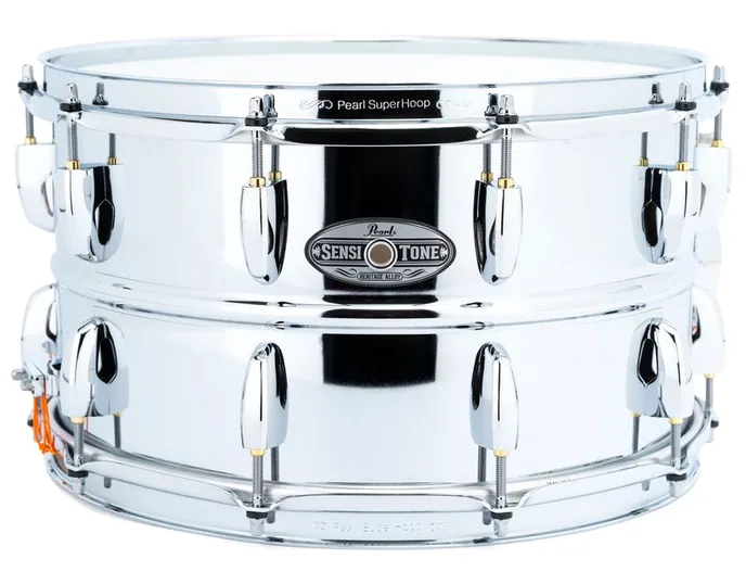 Pearl 14"x08" Sensitone Steel, de face sur fond neutre