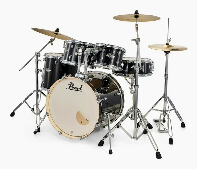 Pearl Export 20" Studio Jet Black, de face sur fond neutre