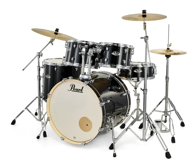 Pearl Export 22" Rock Jet Black, de face sur fond neutre