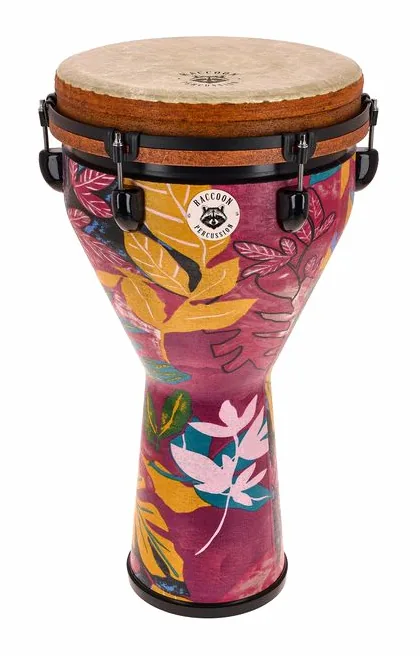 Raccoon 12" Jumbo Djembe - Jungle, vue de près, de face