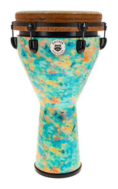 Raccoon 12" Jumbo Djembe - Turquoise, sur fond neutre, photo 2