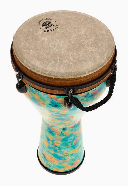 Raccoon 12" Jumbo Djembe - Turquoise, vue de trois quarts, photo 3