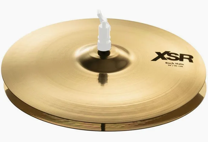Sabian 14" XSR Rock Hi-Hat, de face sur fond neutre