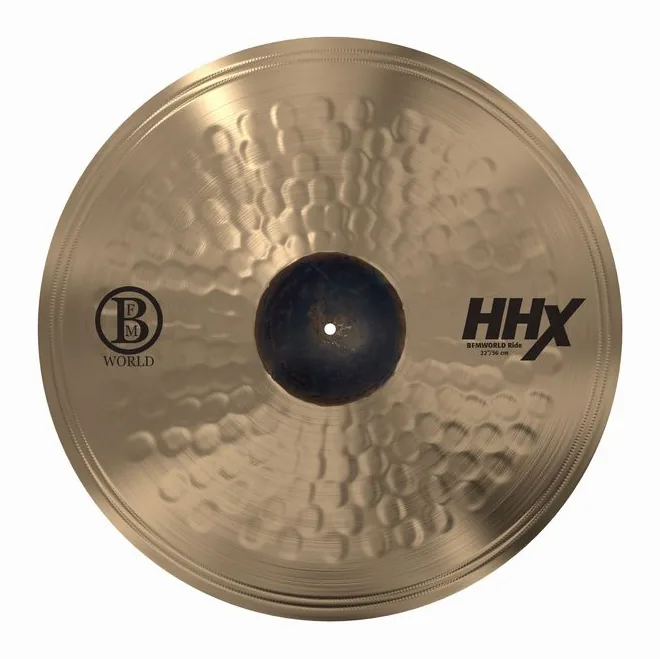 Sabian 22" HHX BFM World Ride Cymbal, de face sur fond neutre