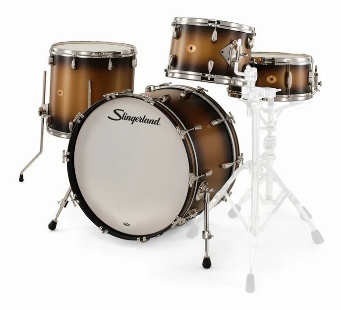 Slingerland 22" Radio King 4pc w/Snare BG, de face sur fond neutre