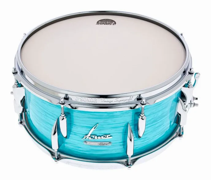 Sonor 14"x6,5" Vintage Snare C. Blue, de face sur fond neutre