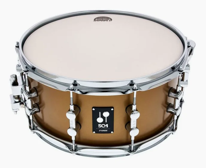 Sonor SQ1 14"x6,5" Snare Satin Gold, vue de près, de face