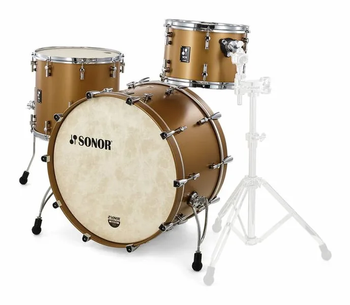 Sonor SQ1 Rock GT Satin Gold Metal., de face sur fond neutre